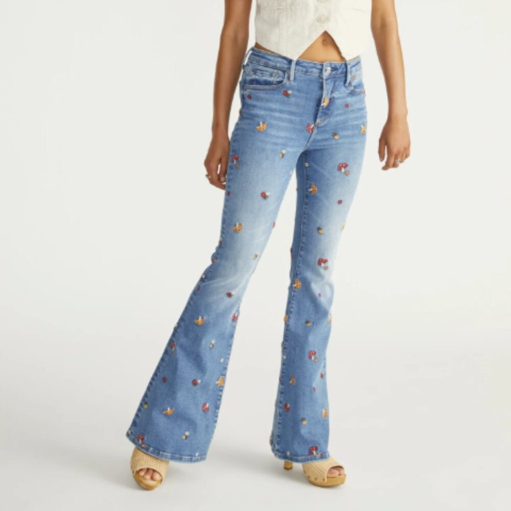 Driftwood Farrah x Wonderland Embroidered Bootcut Flare Leg Jeans
